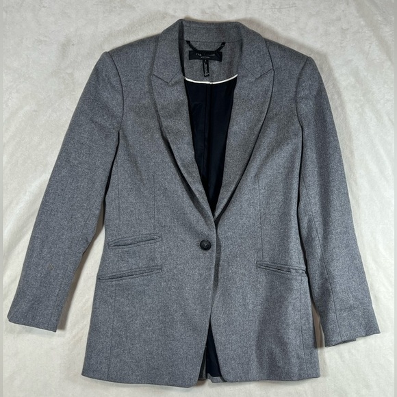 Rag & Bone Size 2 Made in USA Gray One Button Wool Vented Blazer Classic Chic - Picture 5 of 14